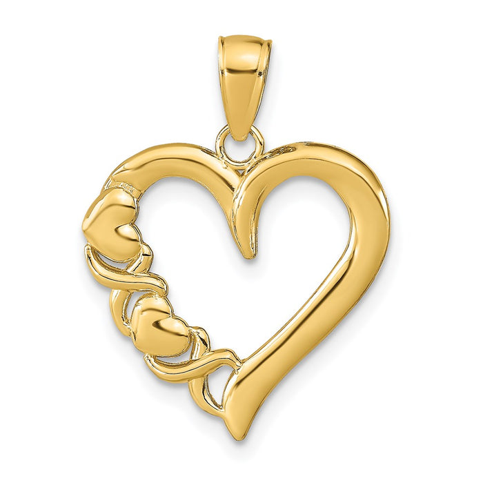 Million Charms 14K Yellow Gold Themed Polished Heart & X Heart Pendant