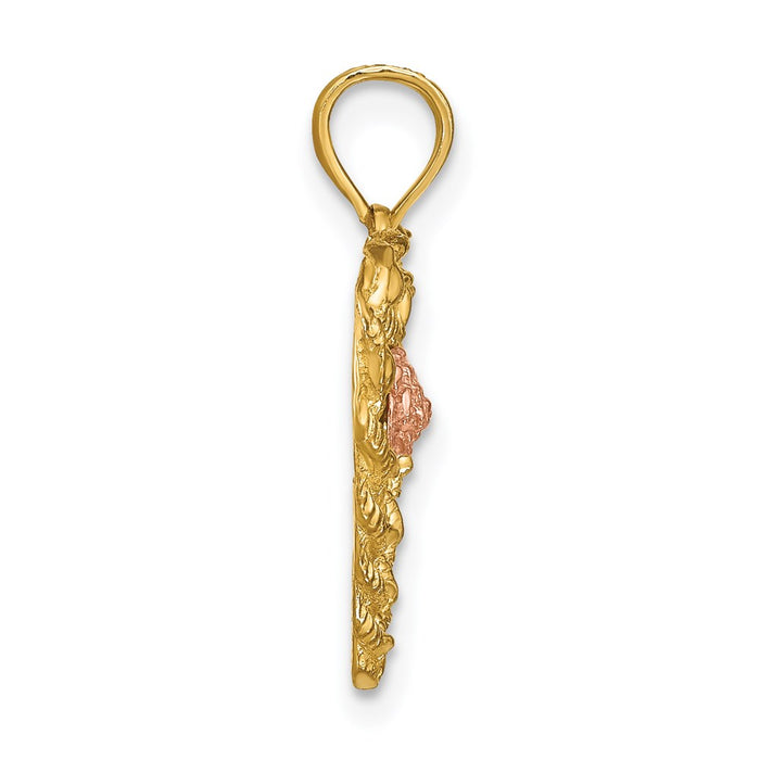 Million Charms 14K Two-Tone 2-D Flower Heart Charm