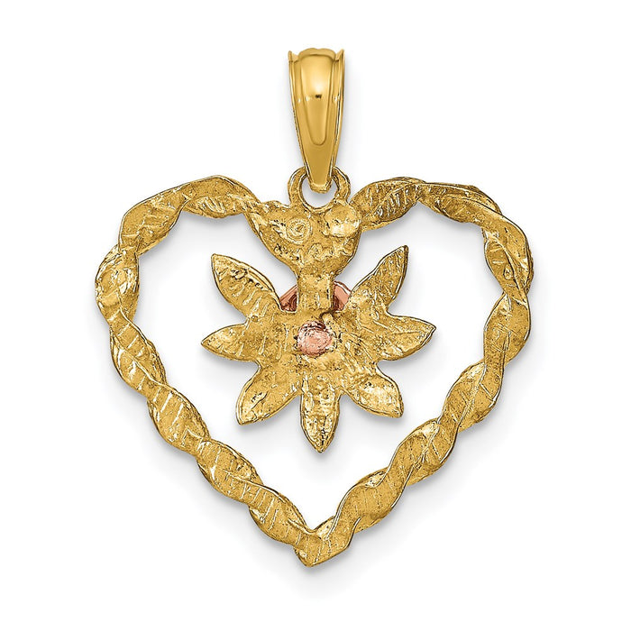 Million Charms 14K Two-Tone 2-D Flower Heart Charm