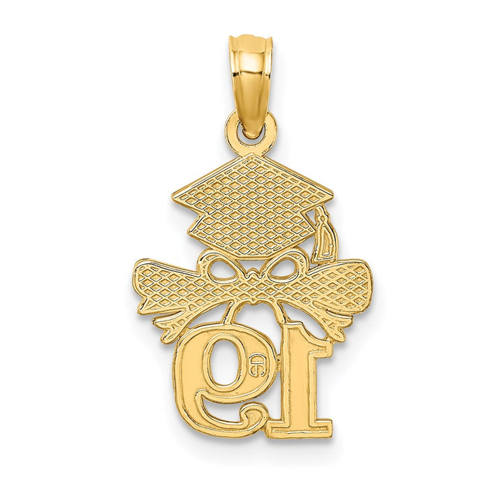 Million Charms 14K Yellow Gold Themed Graduation Cap & Diploma - 19 Charm