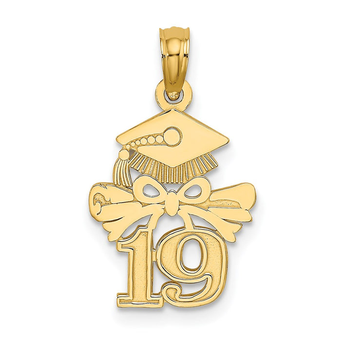 Million Charms 14K Yellow Gold Themed Graduation Cap & Diploma - 19 Charm