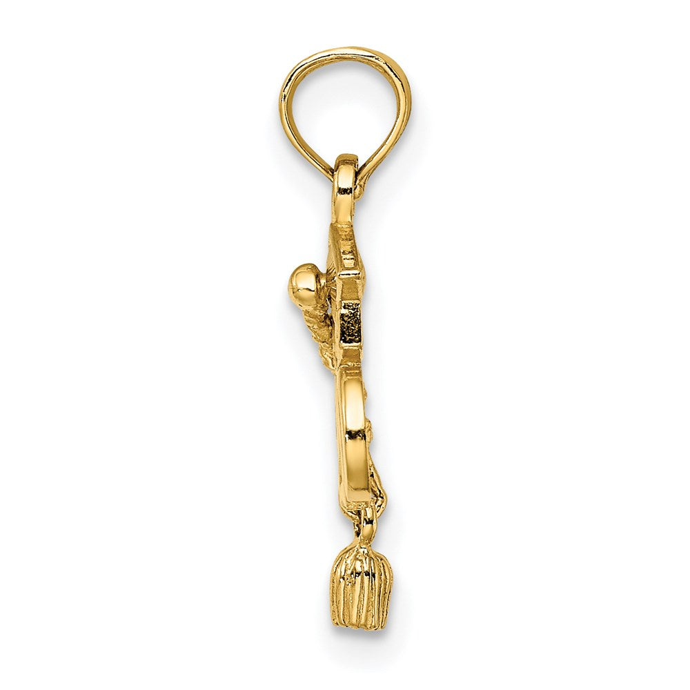 Million Charms 14K Yellow Gold Themed Graduation Cap 20 With Dangling Tassle Charm