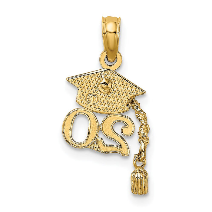 Million Charms 14K Yellow Gold Themed Graduation Cap 20 With Dangling Tassle Charm