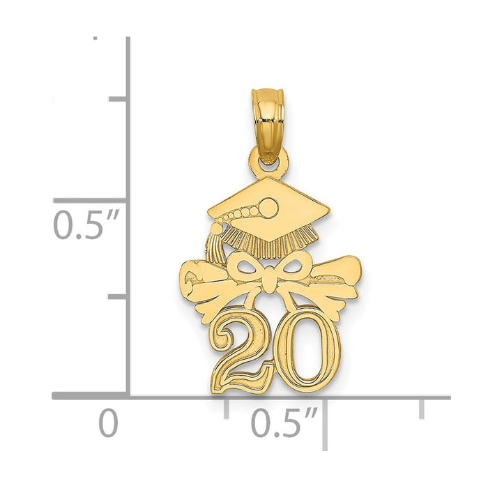 Million Charms 14K Yellow Gold Themed Graduation Cap & Diploma - 20 Charm