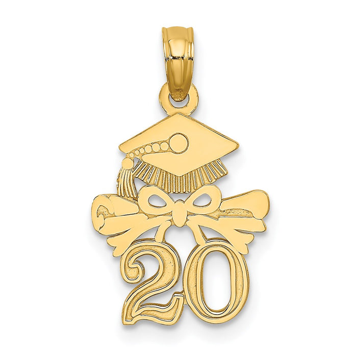 Million Charms 14K Yellow Gold Themed Graduation Cap & Diploma - 20 Charm