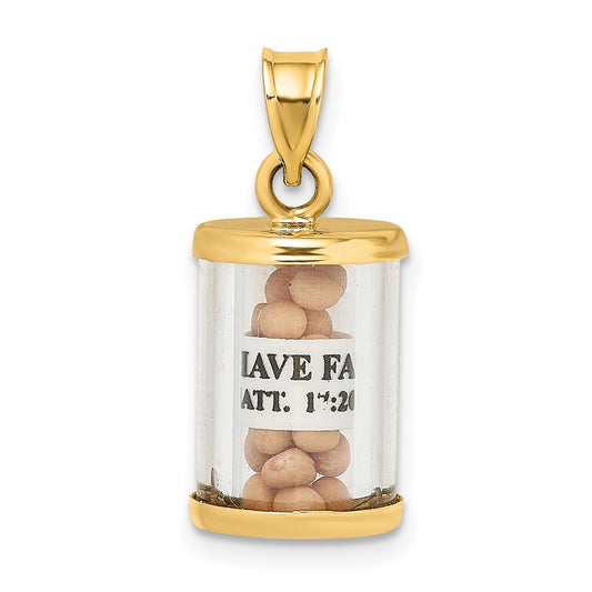 Million Charms 14K Yellow Gold Themed 3-D Moveable Mustard Seeds If Ye Have Faith Pendant