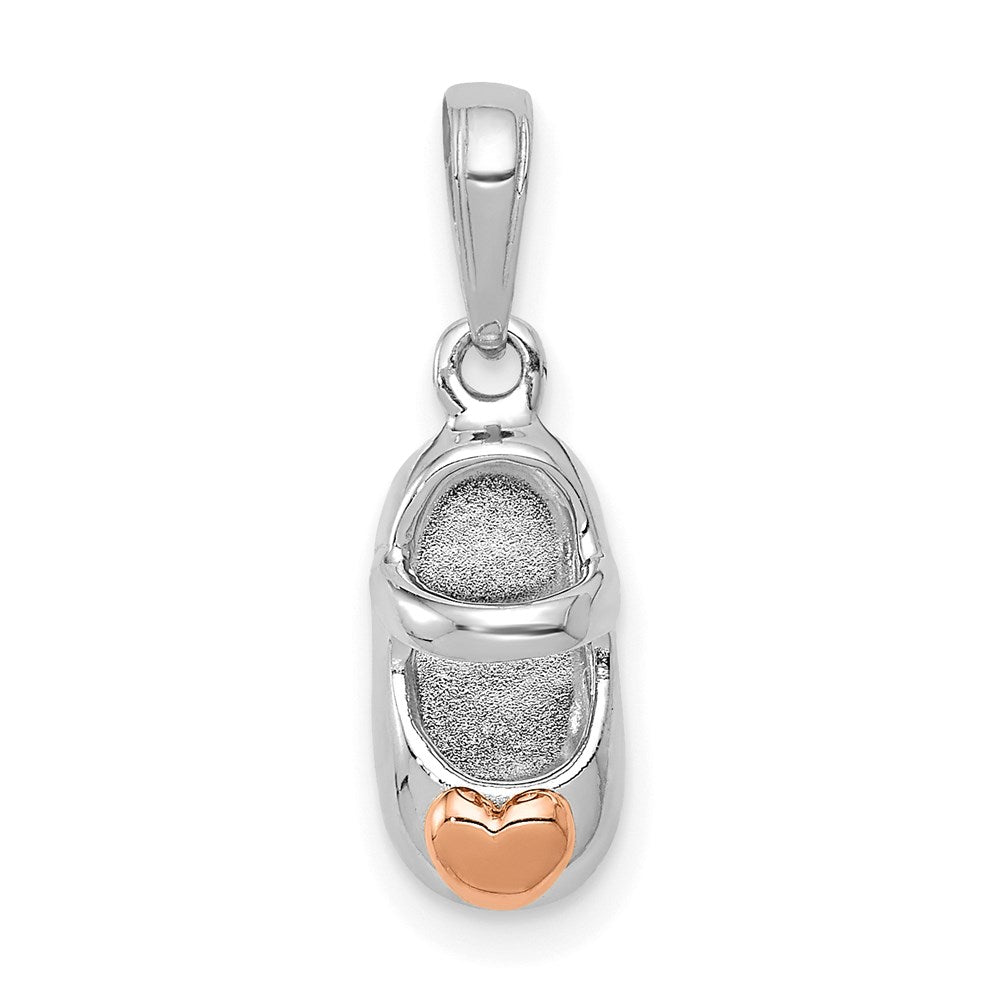 Million Charms 14K Two-Tone White With Rose Gold Themed Baby Shoe Charm