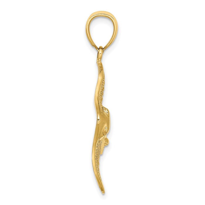 Million Charms 14K Yellow Gold Themed Polished & Cut-Out Beaded Accent Stingray Charm