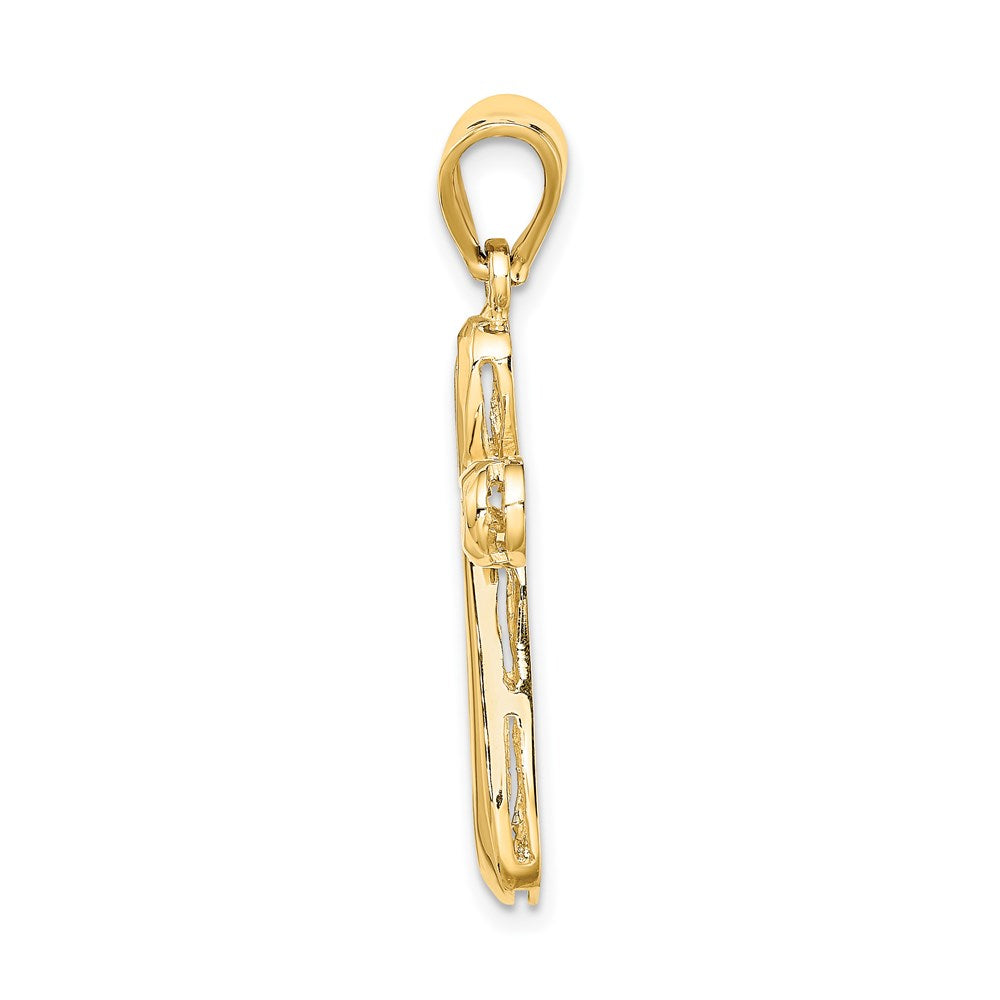 Million Charms 14K Yellow Gold Themed Polished & Cut-Out Relgious Cross Charm