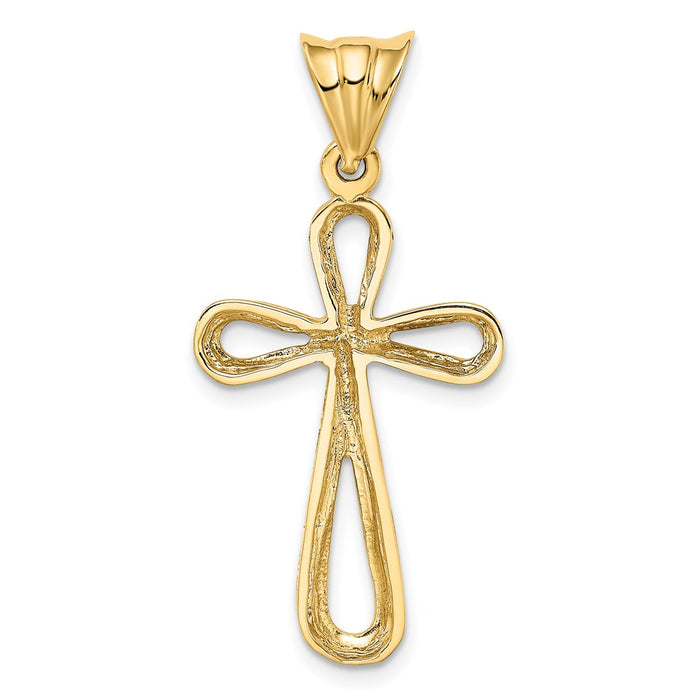 Million Charms 14K Yellow Gold Themed Polished & Cut-Out Relgious Cross Charm