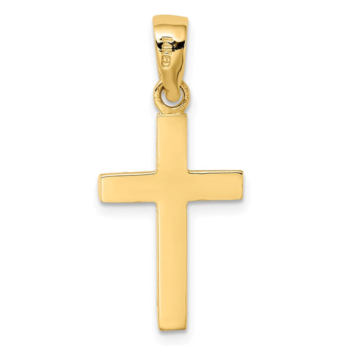 Million Charms 14K Yellow Gold Themed Tubular Relgious Cross Charm