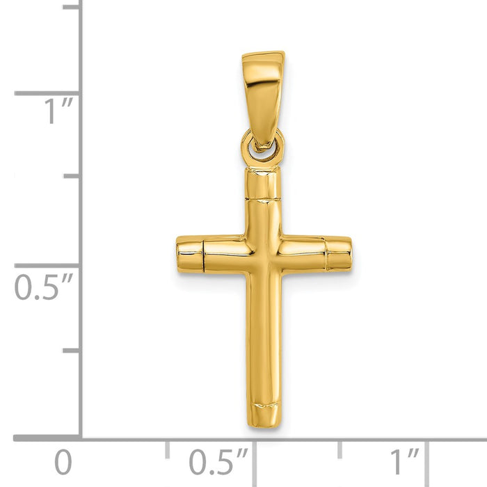 Million Charms 14K Yellow Gold Themed Tubular Relgious Cross Charm