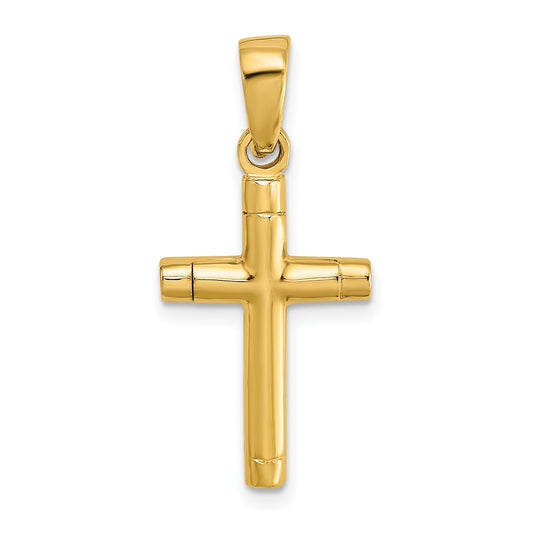Million Charms 14K Yellow Gold Themed Tubular Relgious Cross Charm