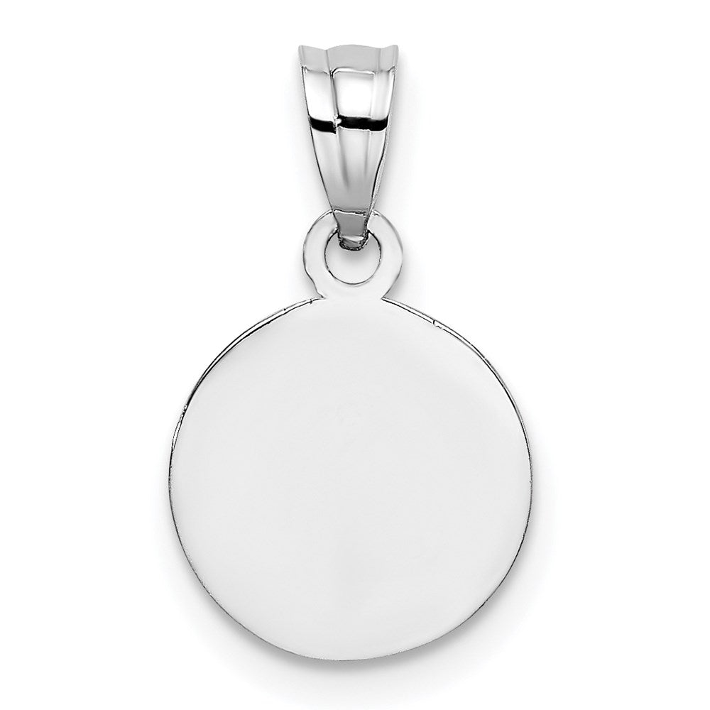 Million Charms 14K White Gold Themed 10Mm Engraved Angel Coin Charm
