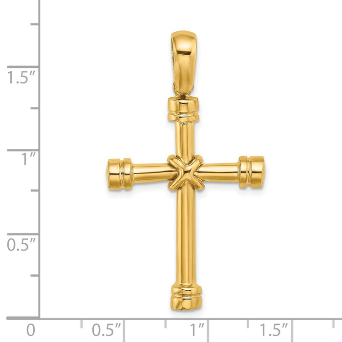 Million Charms 14K Yellow Gold Themed Polished With X Center Cross