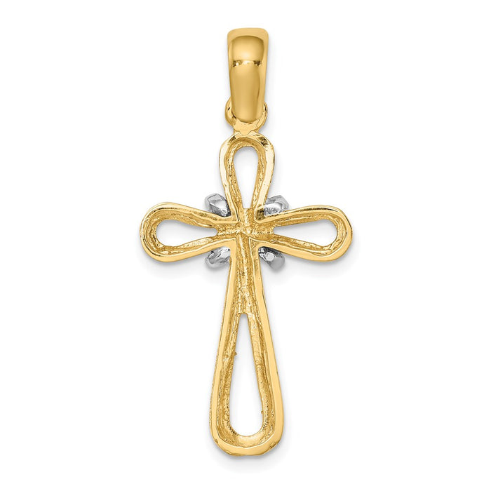 Million Charms 14K With Rhodium-Plated & Polished With X Center Cross