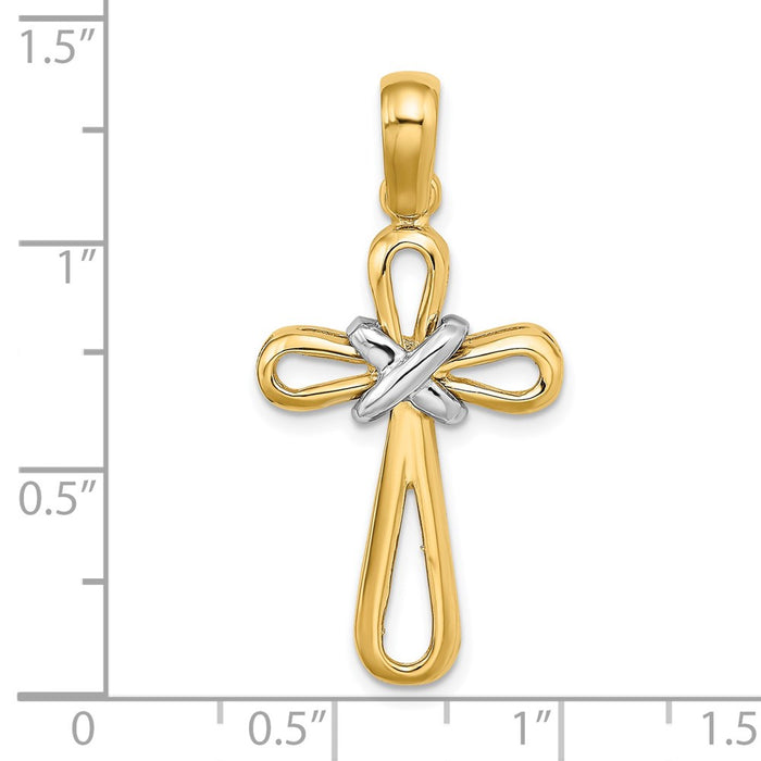 Million Charms 14K With Rhodium-Plated & Polished With X Center Cross