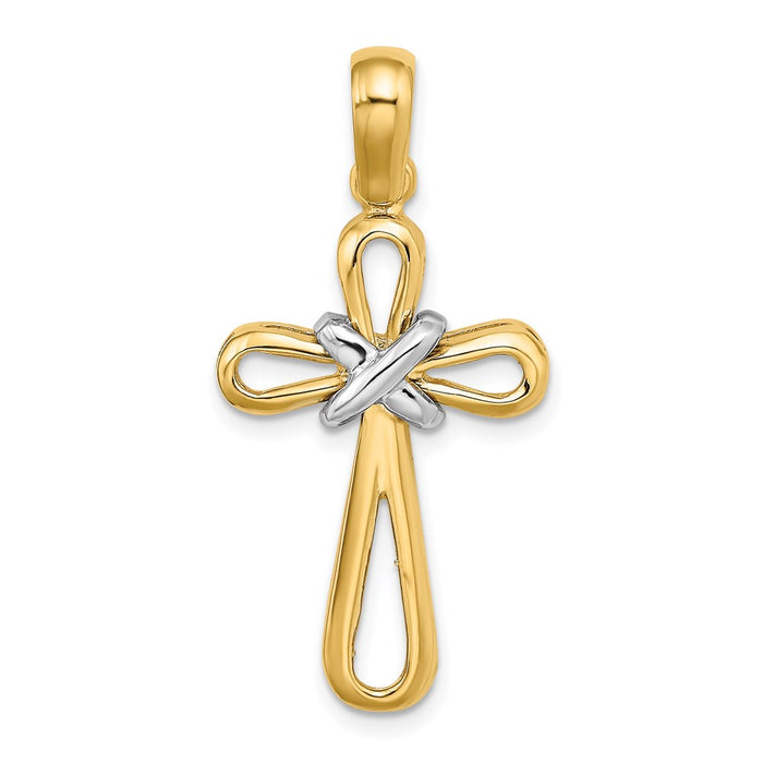 Million Charms 14K With Rhodium-Plated & Polished With X Center Cross