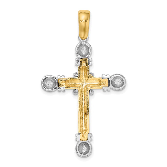 Million Charms 14K With Rhodium-Plated X Center With Rounded Ends Cross