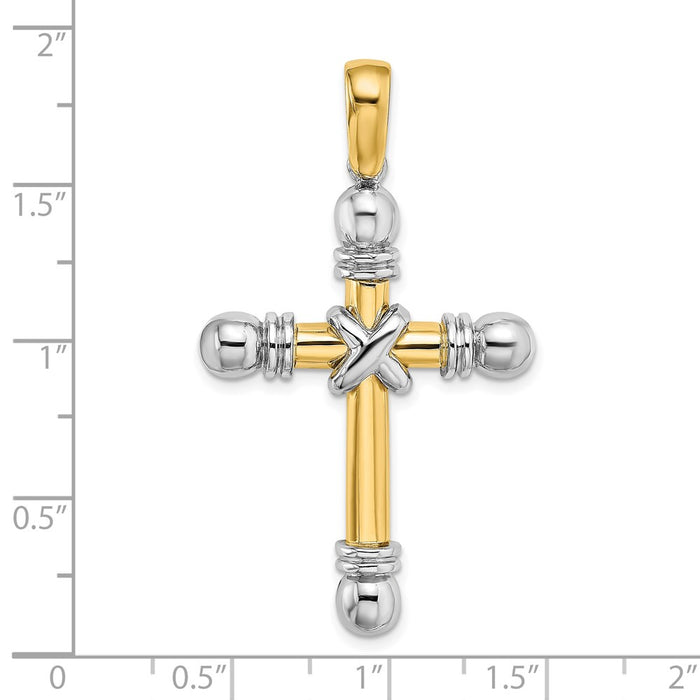 Million Charms 14K With Rhodium-Plated X Center With Rounded Ends Cross