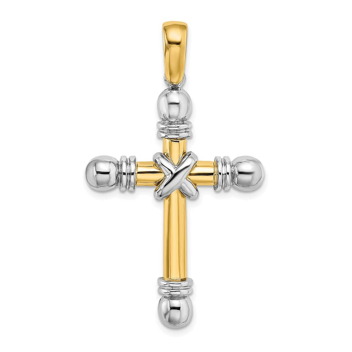 Million Charms 14K With Rhodium-Plated X Center With Rounded Ends Cross