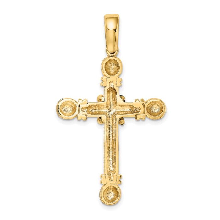 Million Charms 14K Yellow Gold Themed X Center With Rounded Ends Cross