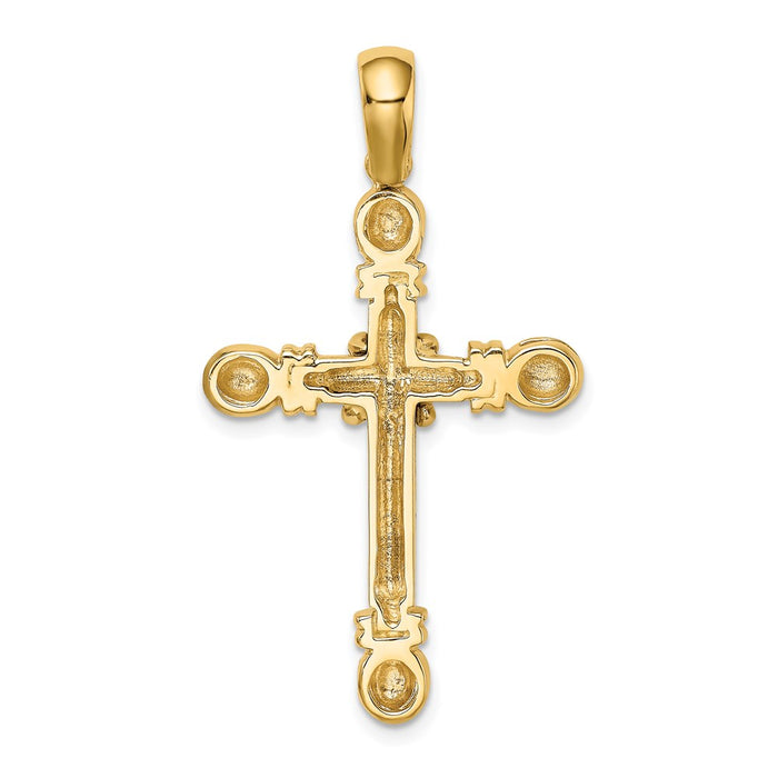 Million Charms 14K Yellow Gold Themed Polished X In Center Of Relgious Cross Charm