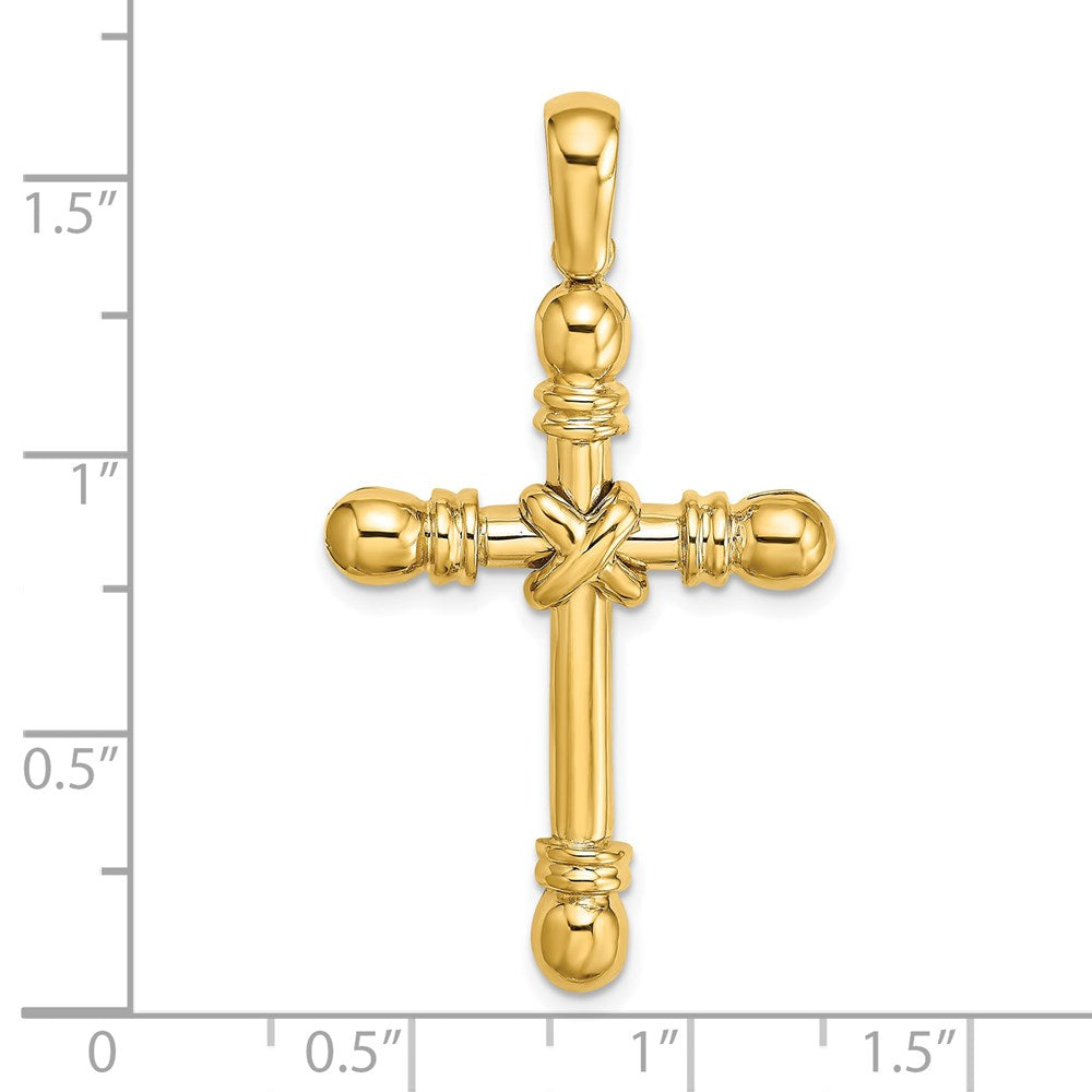 Million Charms 14K Yellow Gold Themed Polished X In Center Of Relgious Cross Charm
