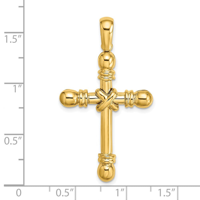 Million Charms 14K Yellow Gold Themed Polished X In Center Of Relgious Cross Charm