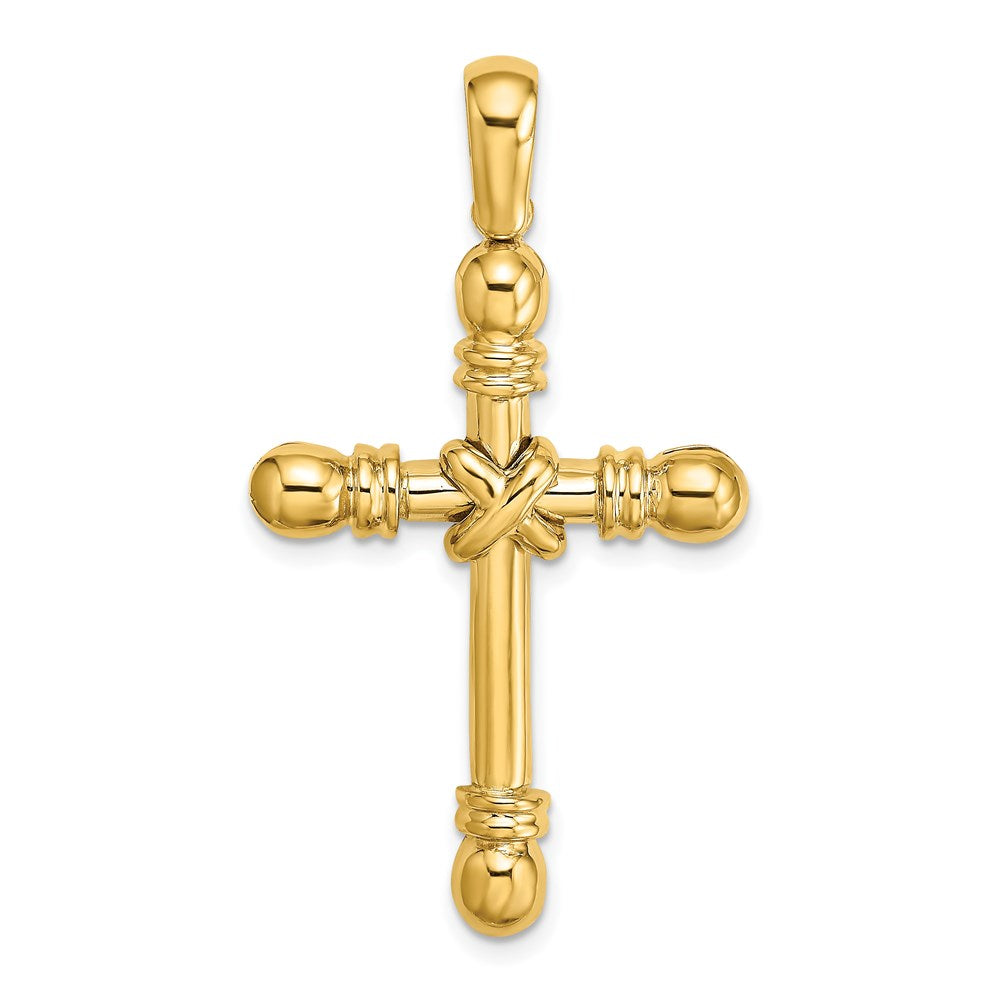 Million Charms 14K Yellow Gold Themed Polished X In Center Of Relgious Cross Charm