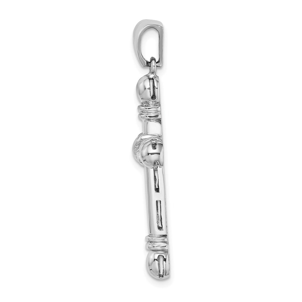 Million Charms 14K White Gold Themed With X In Center & Rounded Ends Cross