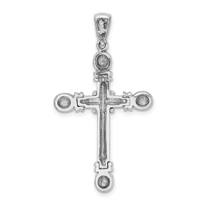 Million Charms 14K White Gold Themed With X In Center & Rounded Ends Cross