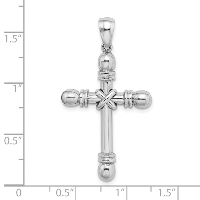 Million Charms 14K White Gold Themed With X In Center & Rounded Ends Cross