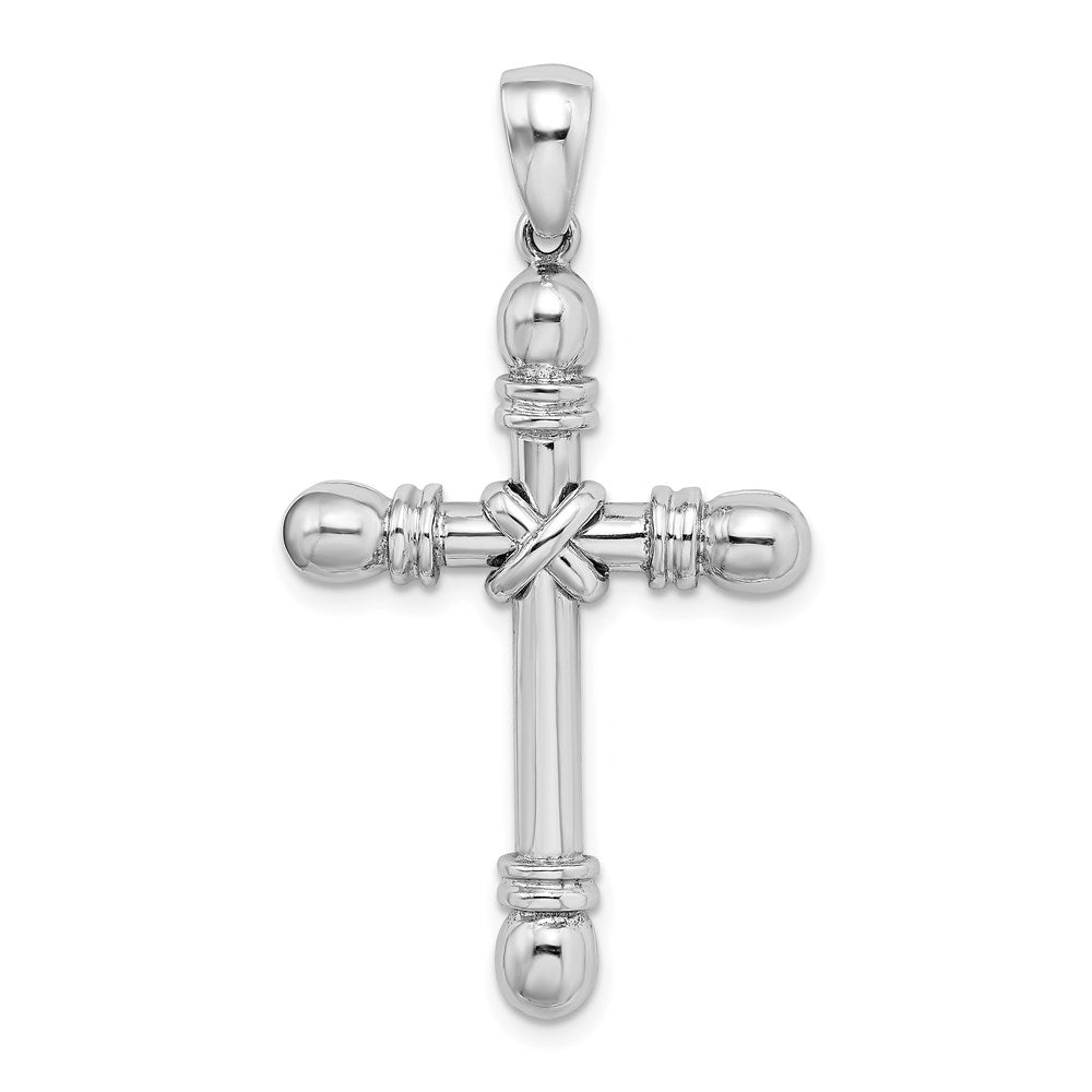 Million Charms 14K White Gold Themed With X In Center & Rounded Ends Cross