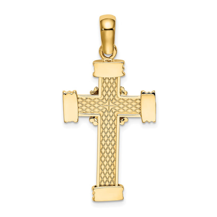 Million Charms 14K Yellow Gold Themed Polished Relgious Cross Charm