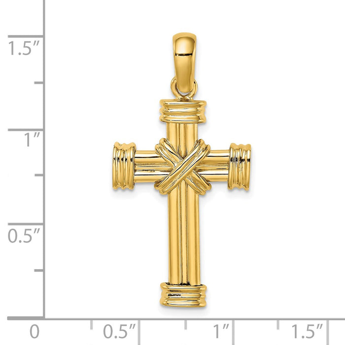 Million Charms 14K Yellow Gold Themed Polished Relgious Cross Charm