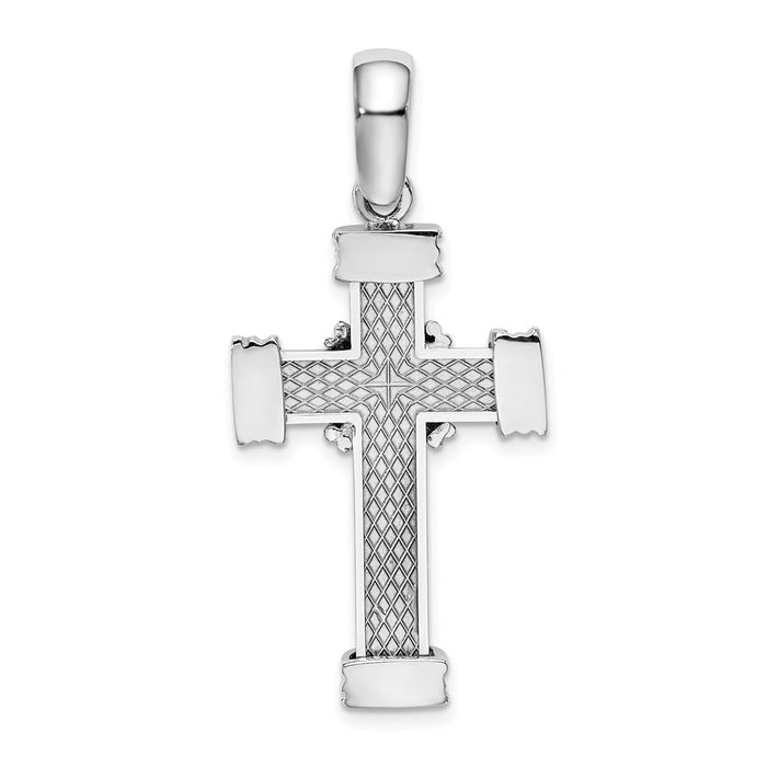 Million Charms 14K White Gold Themed Polished Relgious Cross Charm