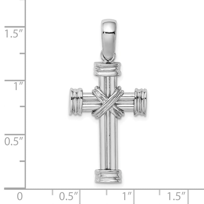 Million Charms 14K White Gold Themed Polished Relgious Cross Charm