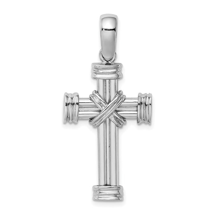 Million Charms 14K White Gold Themed Polished Relgious Cross Charm