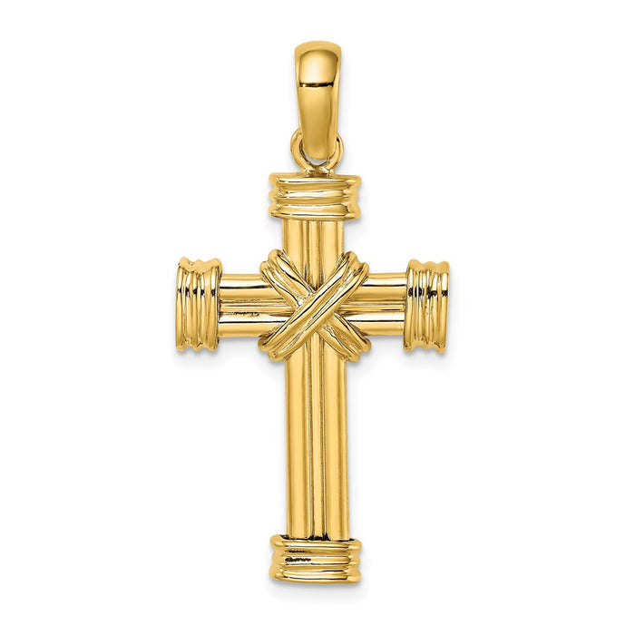 Million Charms 14K Yellow Gold Themed Polished Relgious Cross Charm