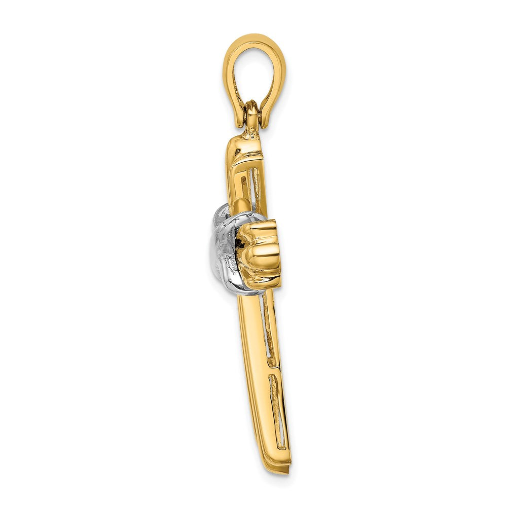 Million Charms 14K Two-Tone With X Center Ribbed Cross