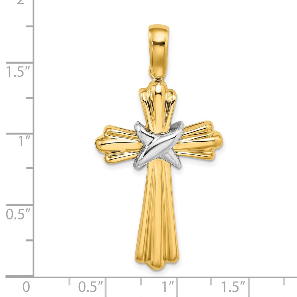 Million Charms 14K Two-Tone With X Center Ribbed Cross