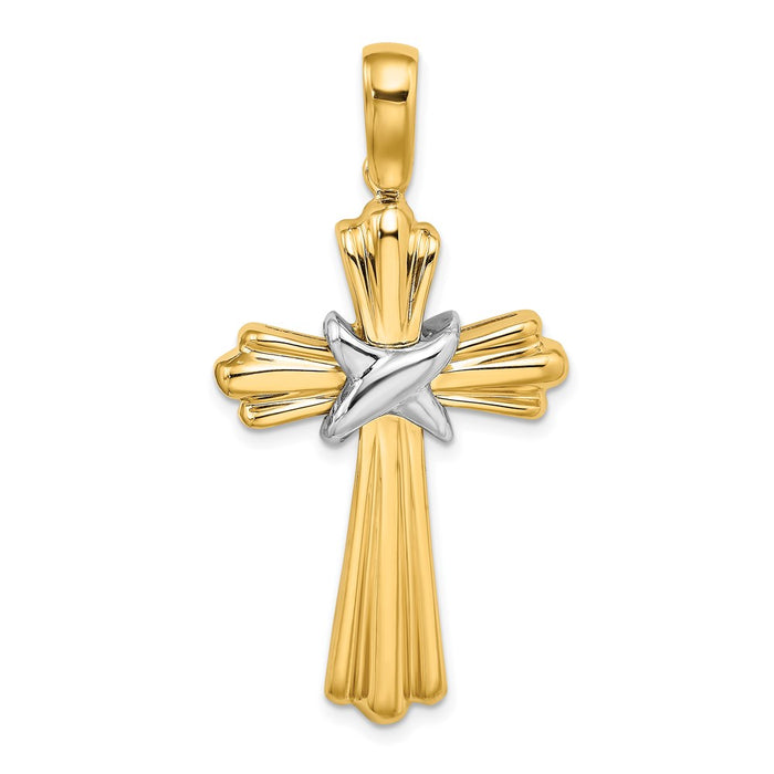 Million Charms 14K Two-Tone With X Center Ribbed Cross