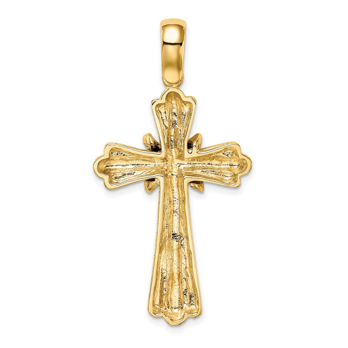 Million Charms 14K Yellow Gold Themed With X Center Ribbed Cross