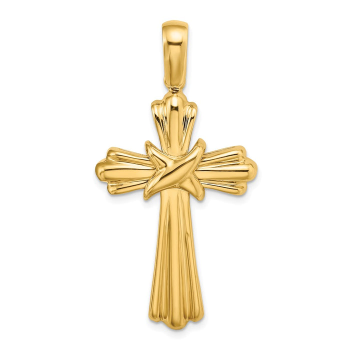 Million Charms 14K Yellow Gold Themed With X Center Ribbed Cross