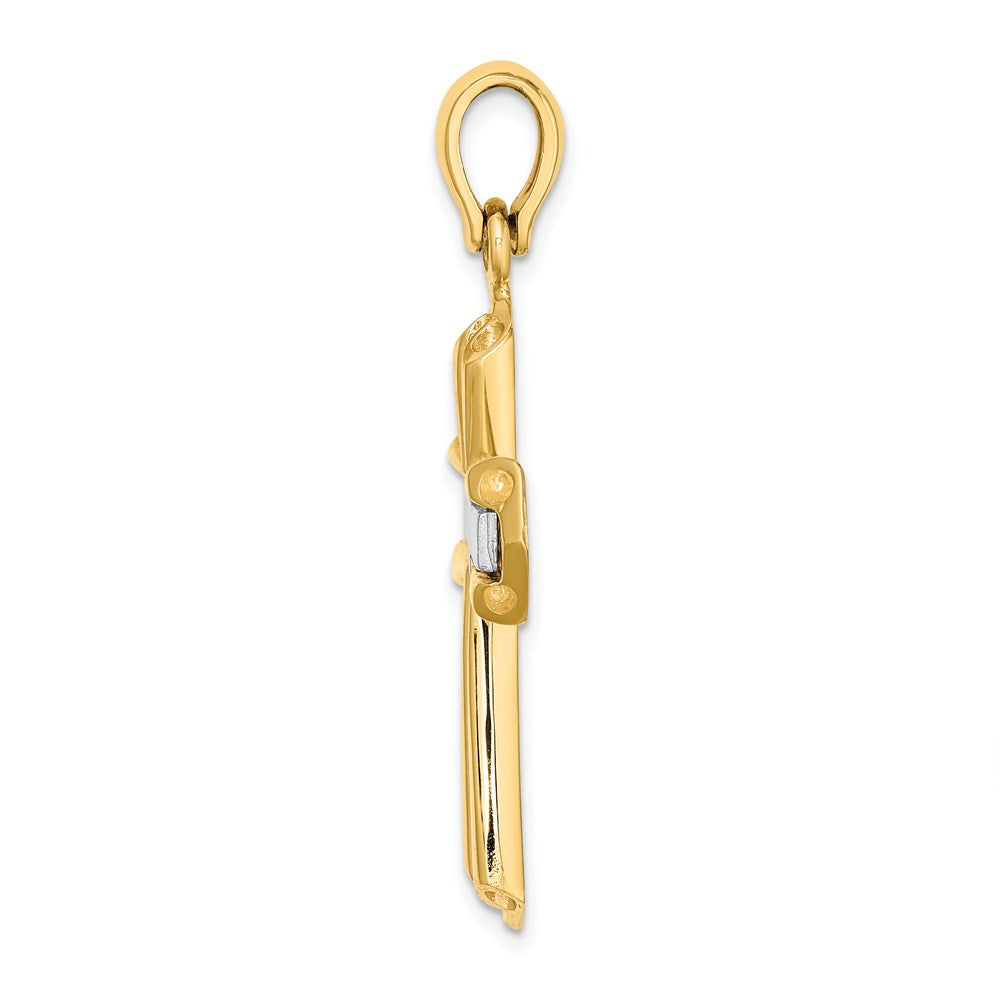 Million Charms 14K With Rhodium-Plated Polished Relgious Cross Charm