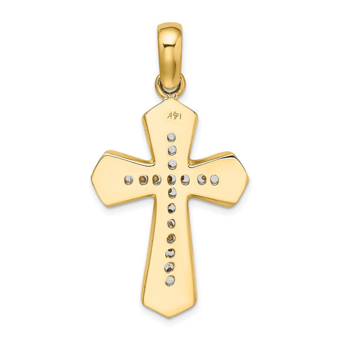 Million Charms 14K With Rhodium-Plated Polished Relgious Cross Charm