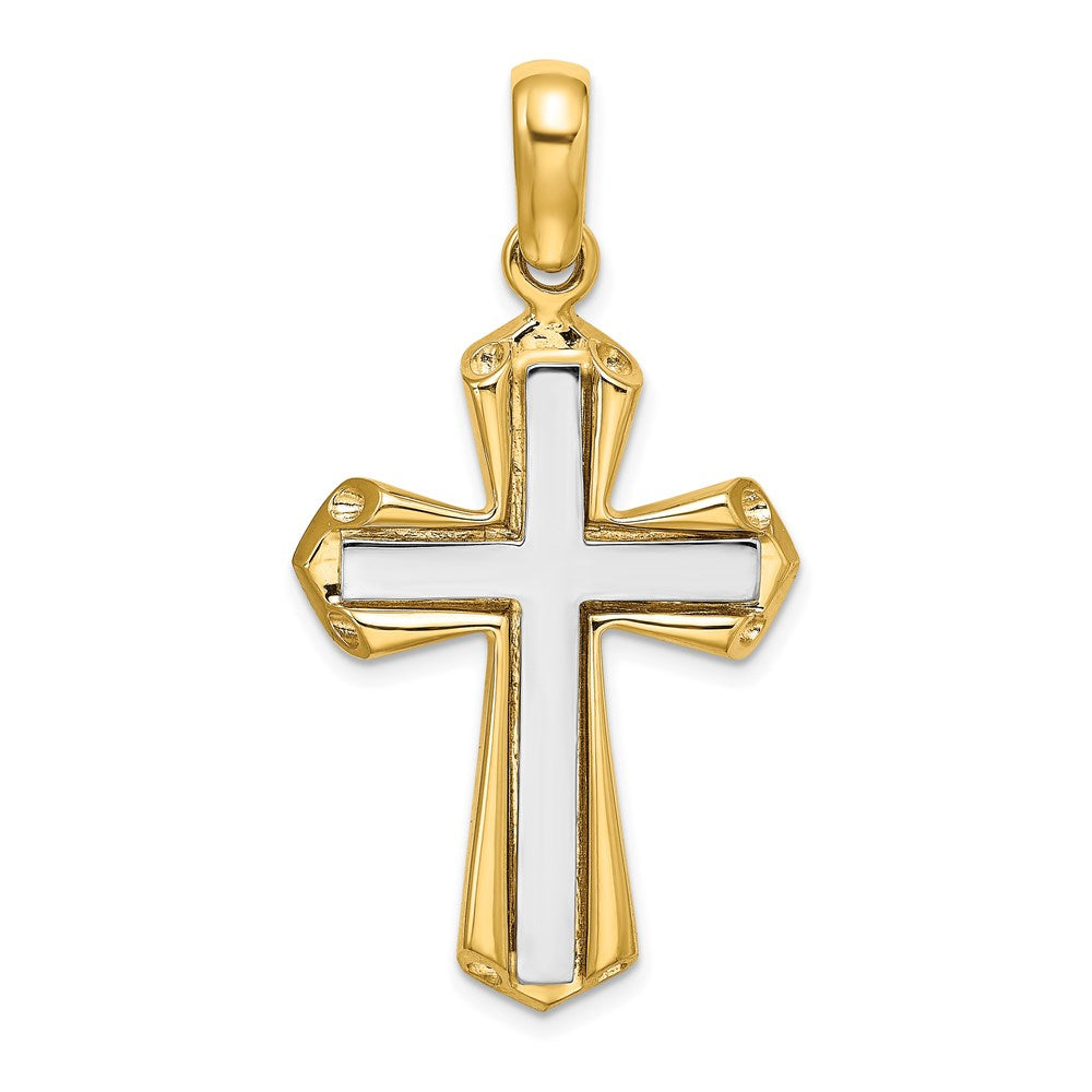Million Charms 14K With Rhodium-Plated Polished Relgious Cross Charm