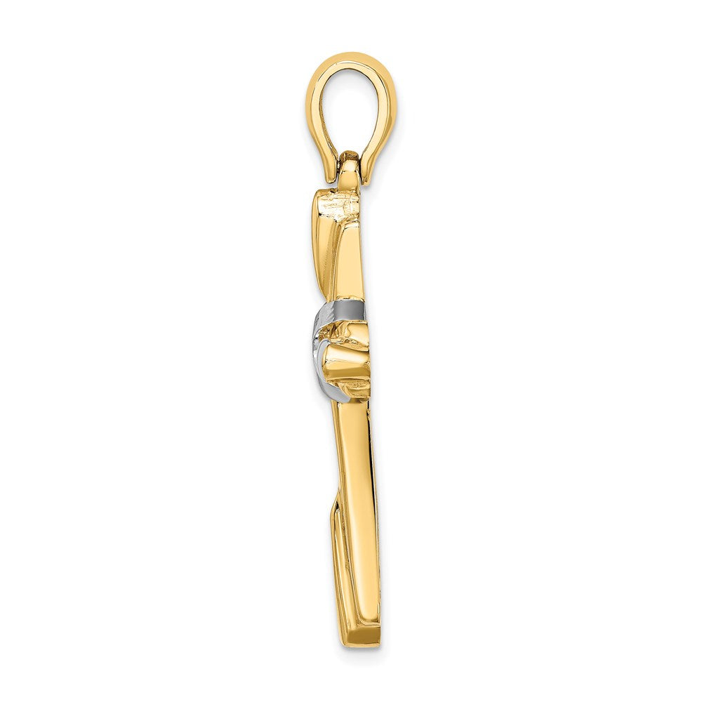Million Charms 14K With Rhodium-Plated X Center Polished Cross
