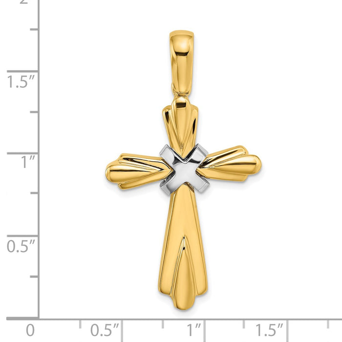 Million Charms 14K With Rhodium-Plated X Center Polished Cross